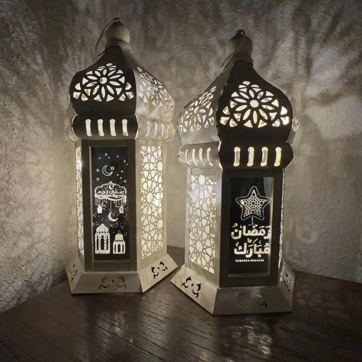 2 Piece white Ramadan Lanterns Set
