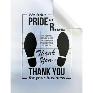 White  Paper Floor Mats,100Pcs  Disposable Floor Pads,Temporary  Floor Protector,Automotive Mat Covers Protector,Detailing Detail Wash,Temporary Sticky 16x20inch