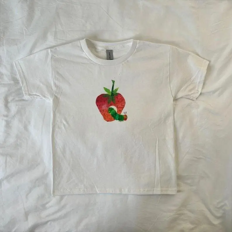 Caterpillar Eating Strawberry Baby Tee, vintage The Very Hungry