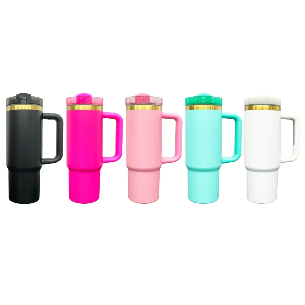 20pcs 30oz Brushed Gold Plate H2.0 Quencher Tumblers with Removable Handle Laser Engraving Mugs USA Warehouse