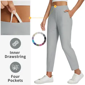 baleaf Womens Travel Pants Lightweight Ankle Dress Pants with Zipper Pockets Golf Pants Stretch Petite Work Bottoms Summer UPF50 Trousers