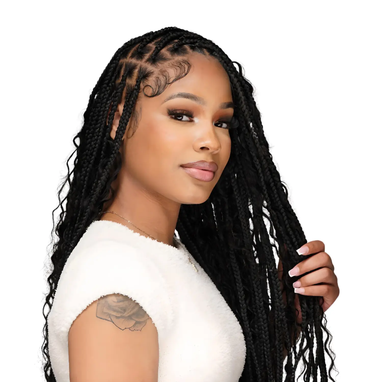 Human Hair Extensions for Braids Hairstyles - Bohemian Knotless Braiding Hair, No Weft, Deep Wave, 100g (3.5oz), Bohemian Human Hair Extensions & Pieces