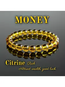 Citrine Stone - Wealth Attraction Gemstone, Golden Yellow Citrine Bead for Good Luck Charm, Prosperity Talisman, Bohemian Gift for, Year-Round Wear & Daily Use