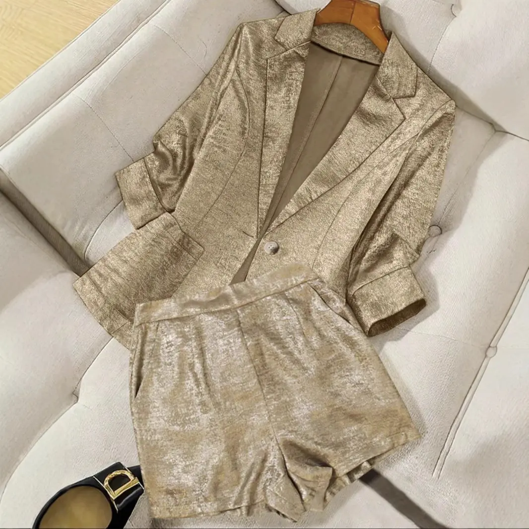 Women's high-end blazer and shorts set with a new sophisticated design
