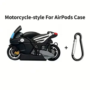 3D Cool Motorcycle Style AirPods Case, Metal Clip, Soft Shell, Compatible with AirPods 1/2/3/4/pro/pro 2, Fashion Riding Earphone Accessory, Affordable Gift