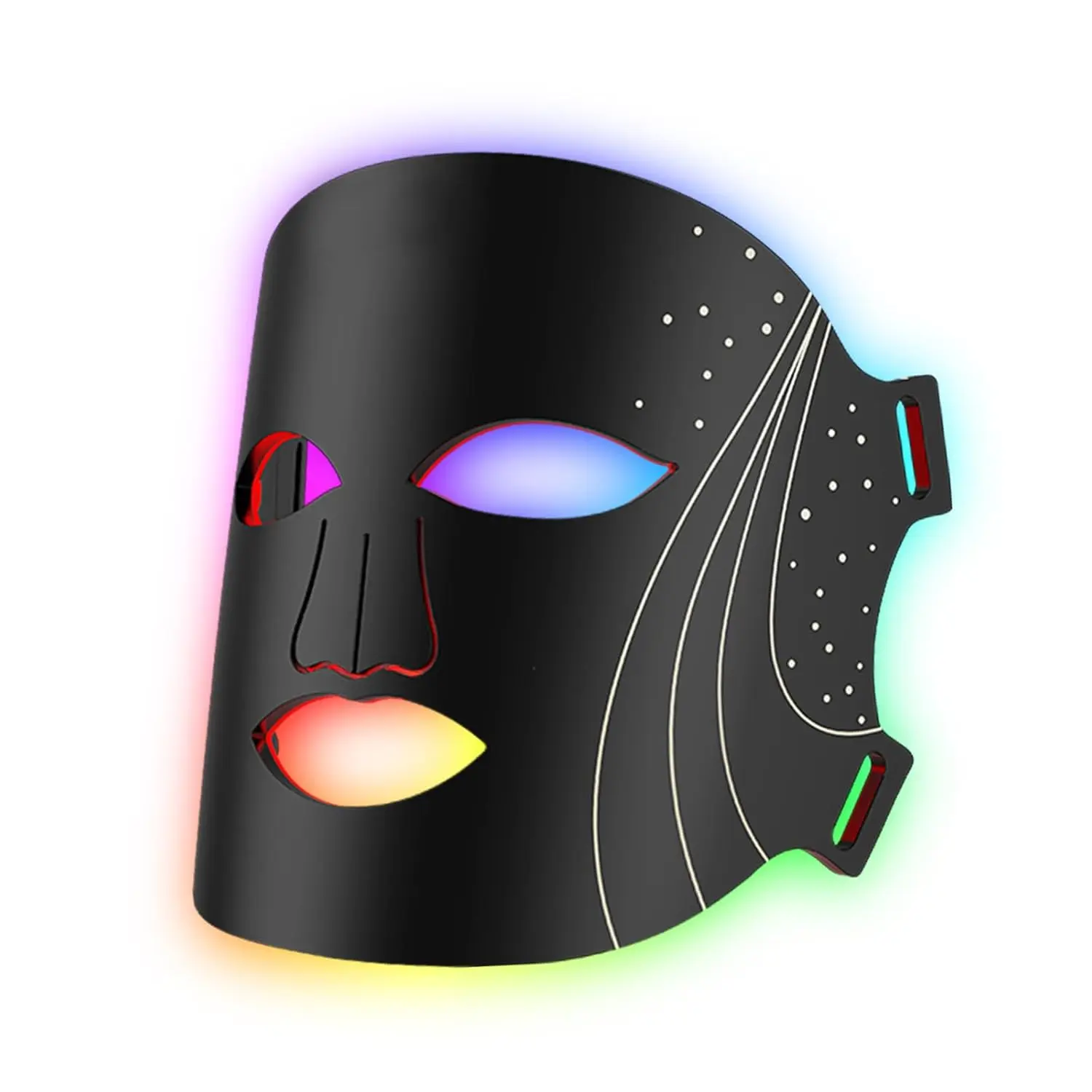 LED Facial Mask with Red Light Skincare, Wireless Rechargeable Remote Control LED Face Mask, Comfortable Home Facial Skin Care Beauty Device, Black