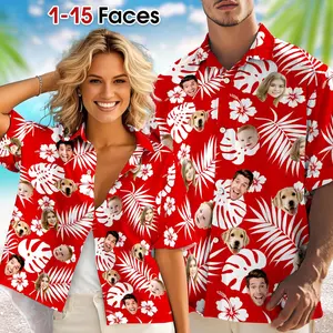 Custom Hawaiian Shirt with Face – Personalized Button-Up Shirt for Men Women & Kids – Custom Photo Birthday Party Shirt