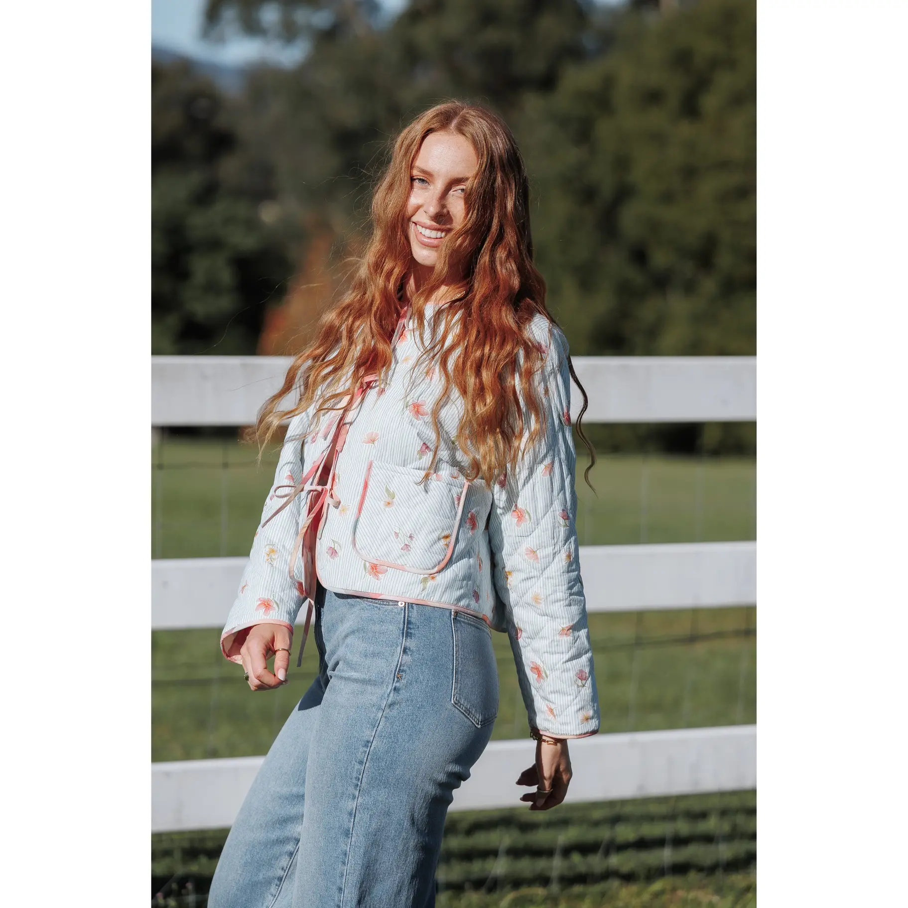 Percy Reversible Quilted Jacket - Blue Garden Stripe