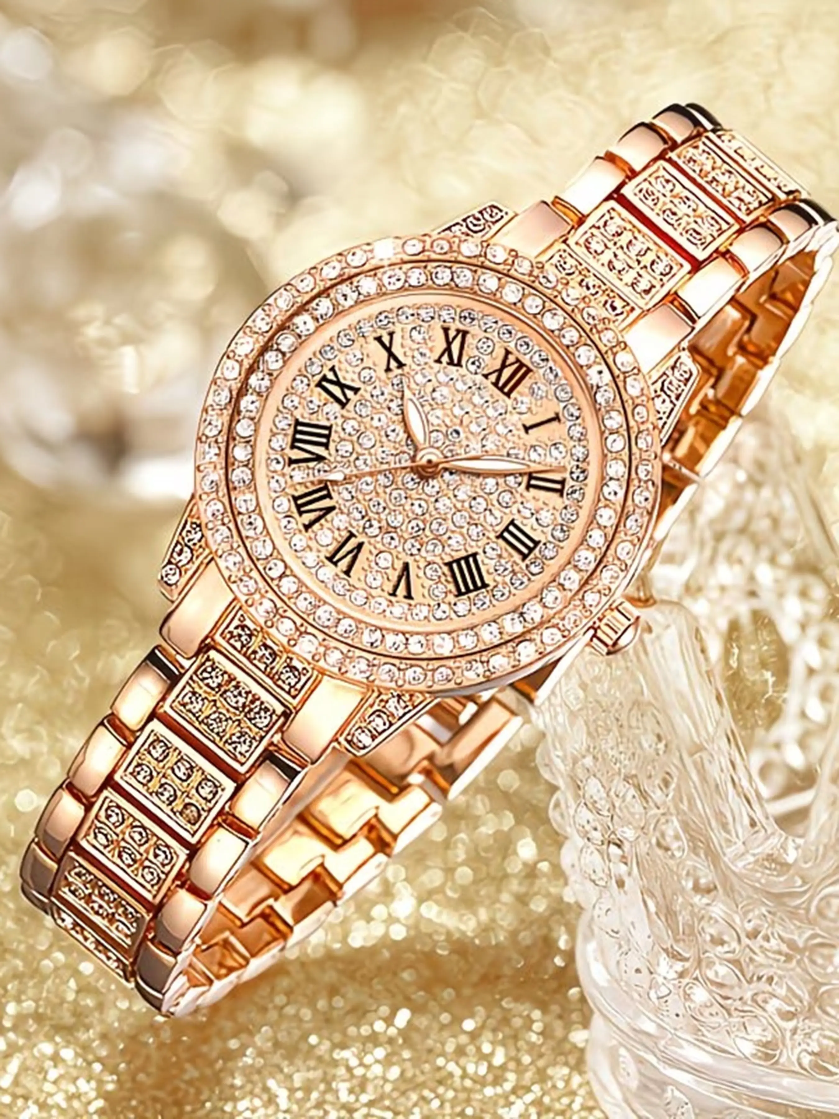 Luxurious Quartz Watch for Women, Full Diamond Design, Elegant Timepiece, High-End Fashion Accessory, Perfect Gift for Her