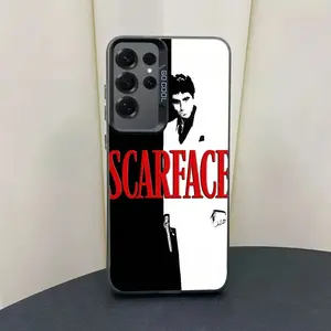 Black and White Scarface Retro Phone Case for Samsung S25, S24, S23, S22, S21, S20 FE Ultra Plus 4G/5G - Matte Color Hard Shell Protective Cover