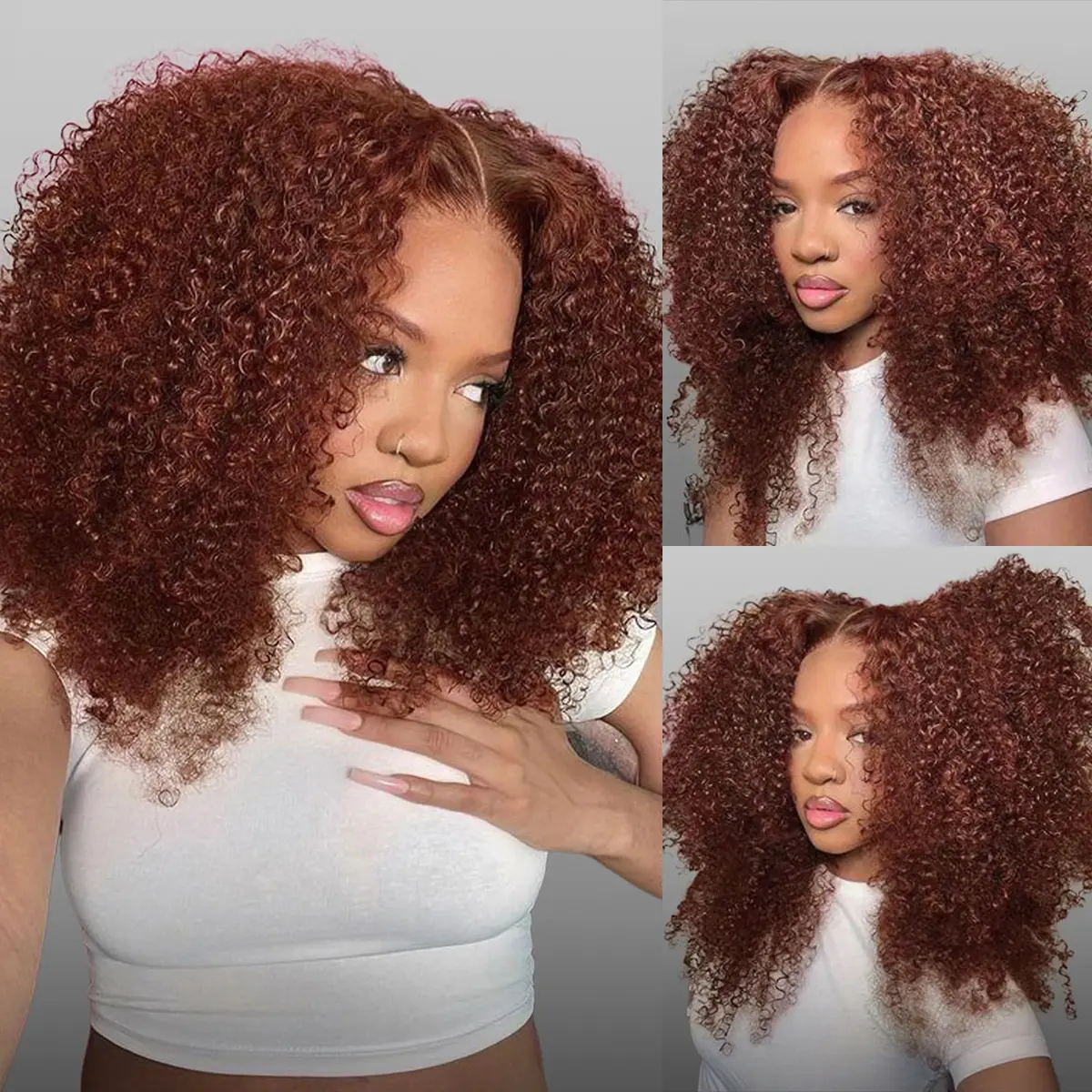 Wavymy Pre-Cut Lace Wig Put On and Go Wigs Reddish Brown Kinky Curly 6x4 Lace Closure Wig Wear Go Glueless Beginner Wig Hair Fit