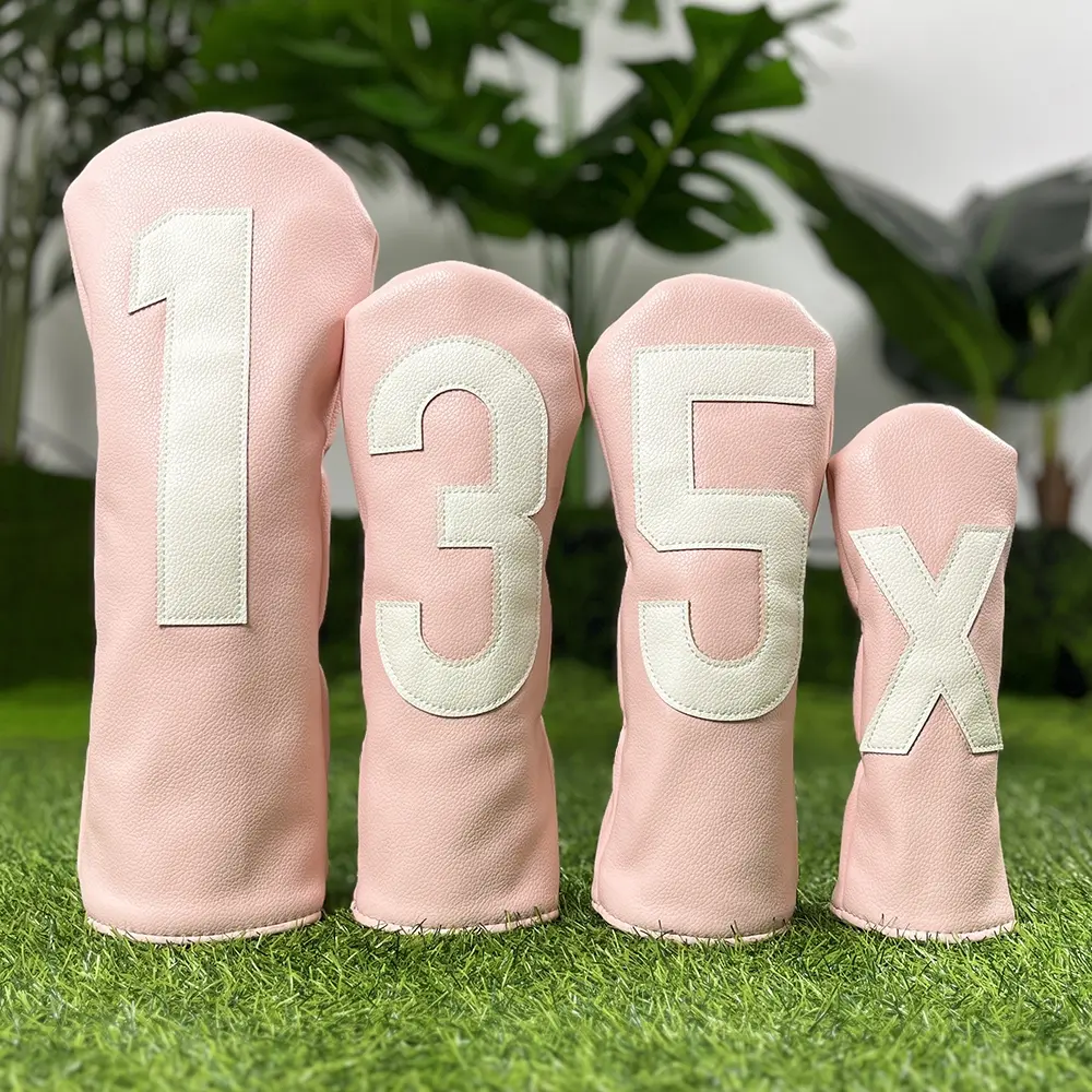 Golf Club Head Covers, PU Fabric Driver & Fairway Wood Headcovers, Elastic Closure Design, Durable Protection for Your Clubs