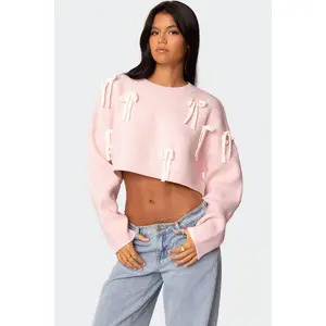 Chunky Bow Cropped Sweater