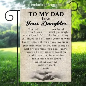 "Love You Dad" Double-Sided Memorial Garden Flag - 12X18 Inch, Durable Linen, "TO MY Dad-Love-Your Daughter" Outdoor Cemetery Decoration for Grave, No Pole Included, Memorial Day Decorations