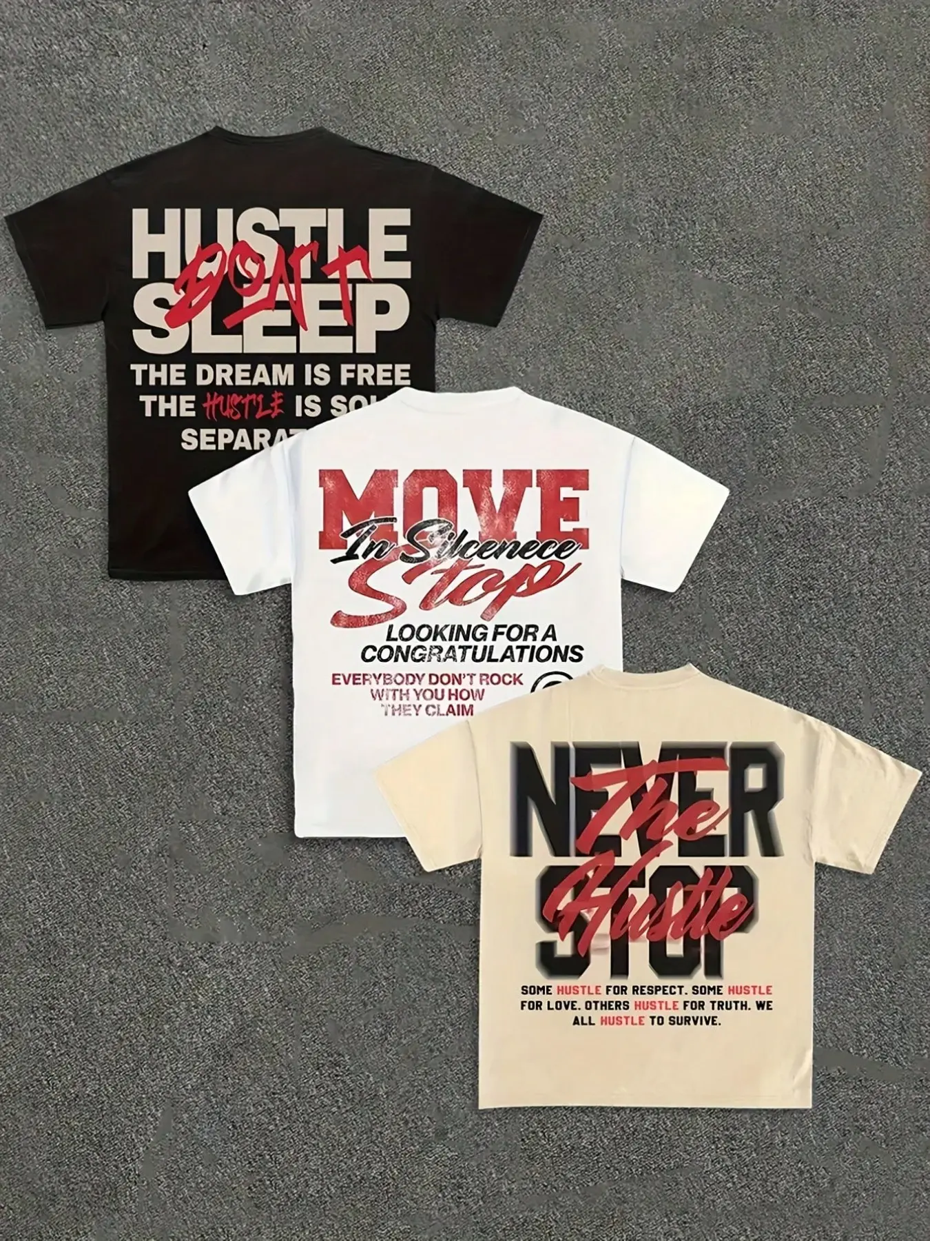 "Never Stop The Hustle" Streetwear Graphic Tee | Essential Hardcore Typography for Gym & Urban Fashion | 2026 Trend Bold Print Men's Top