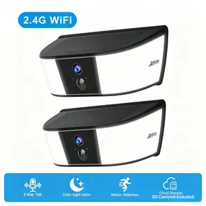 ANRAN Wall Light Wireless Security Camera Outdoor,Solar Powered,2.4G WiFi,2K HD Color Night Vision,APP Remote,2 Way Talk,IP65 waterproof,2 pack summerwins