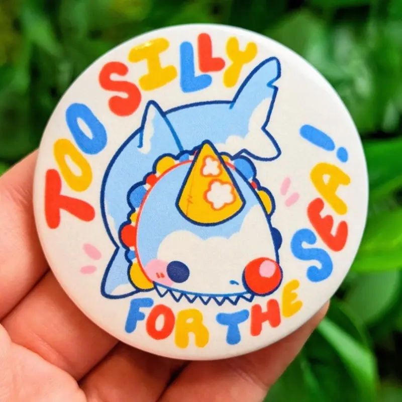 Too Silly for the Sea Clown Shark Button