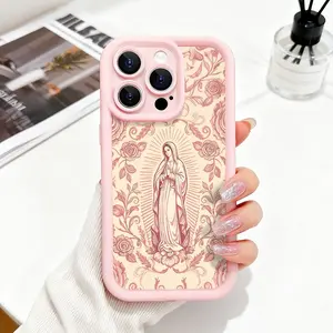 Virgin Mary Pattern Phone Case,TPU Soft Silicone,Fully Protected and Shockproof For iPhone 17 16 15 Pro Max 14 13 12 11 X Plus Air Mini Stylish Trendy