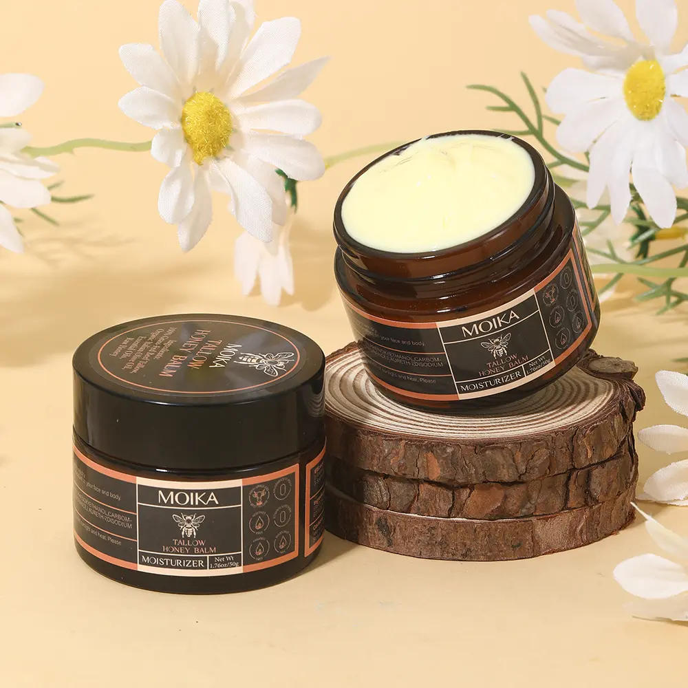 Tallow and Honey Balm, Grass-Fed Beef Tallow Raw Honey Moisturizing Cream for Face and Body, Handmade Natural Moisturizer for Soft Smooth Skin