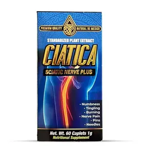 Natural de Mexico CIATICA Sciatic Nerve Plus 1g (60 Caplets) - Natural Extract for Nerve Health - Healthcare Supplement Vitamin Dietary Edible Fitness Bathroom Muscle