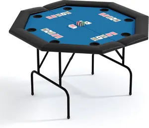 Garvee Octagon Poker Table for 8 Players with Foldable Legs and 8 Built-in Cup Holders, Ideal for Texas Holdem, Blackjack, Home and Party Use, Casino Leisure Game Table
