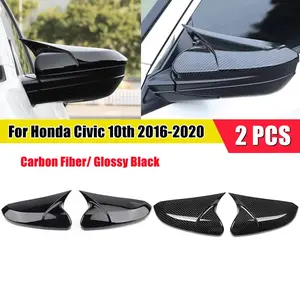 For Honda Civic 10th 2016 2017 2018 2019 2020 Car Rearview Side Mirror Cover Wing Cap Exterior Door Housing Shell Trim Sticker