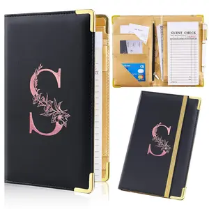 Server Book  Alphabet Books for Waitress Leather with Zipper Pocket Serving Manual Checkbook Fits Apron S