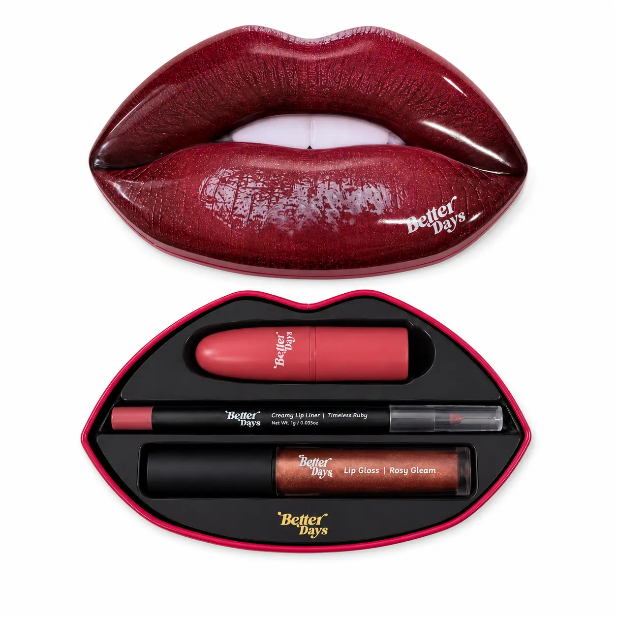 Better Days Lip Tin Set – Lipstick, Lip Gloss & Lip Liner Trio