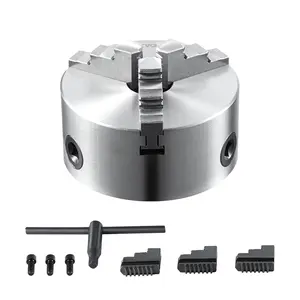 【fathersdaygift】VEVOR 3-Jaw Lathe Chuck 6''Self-Centering Lathe Chuck0.14- 6.3 in/3.5-160 mm Clamping Range with T-key Fixing Screws Reversible Jawsfor Lathe 3D Printer Machining Center Milling Drilling Machin