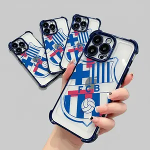 Football Logo Phone Case for iPhone 17, 16, 17Air, 17Pro, 17Promax, 16Promax, 16Plus, 16Pro - Transparent Soft Back TPU+PC Anti-Drop Protection High-Definition Design
