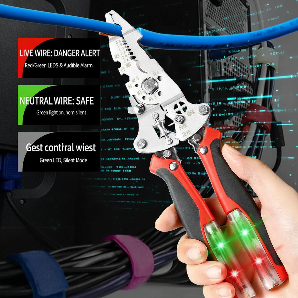 18-in-1 Electrician Tool Pliers, Wire Stripping, Cutting and Pulling, Foldable Design with Detachable Components, Built-in Voltage Test and Flat/Philips Screwdrivers, Extended Grip for Comfortable DIY and Household Repairs