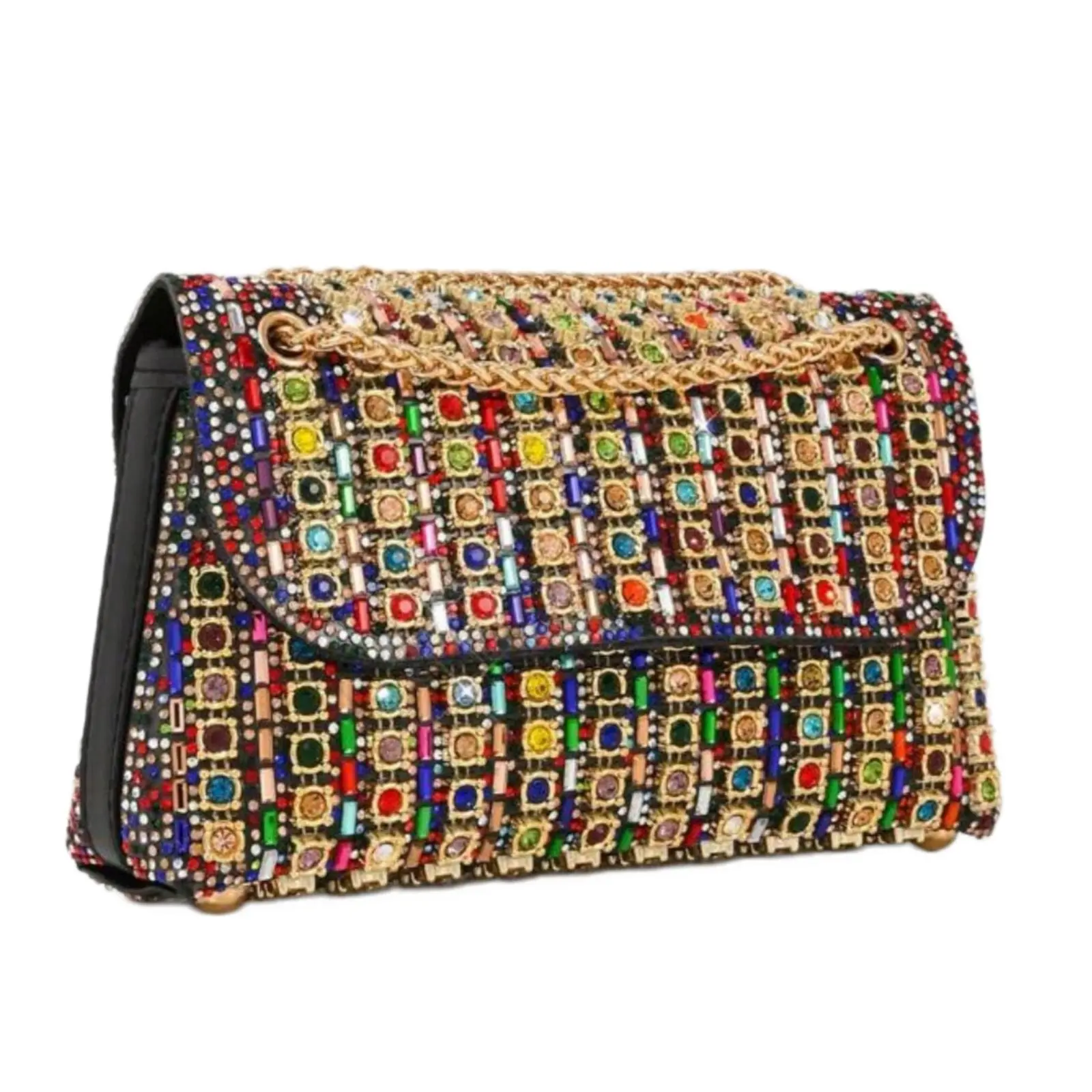 Glittering Gemstone Purses for Women Embellished Evening Clutch for Woman Retro Underarm Bag Crossbody Bag Shoulderbag with Ajustable Chain Suitable For Wedding, Party, Dinner, Valentine's Day Gift