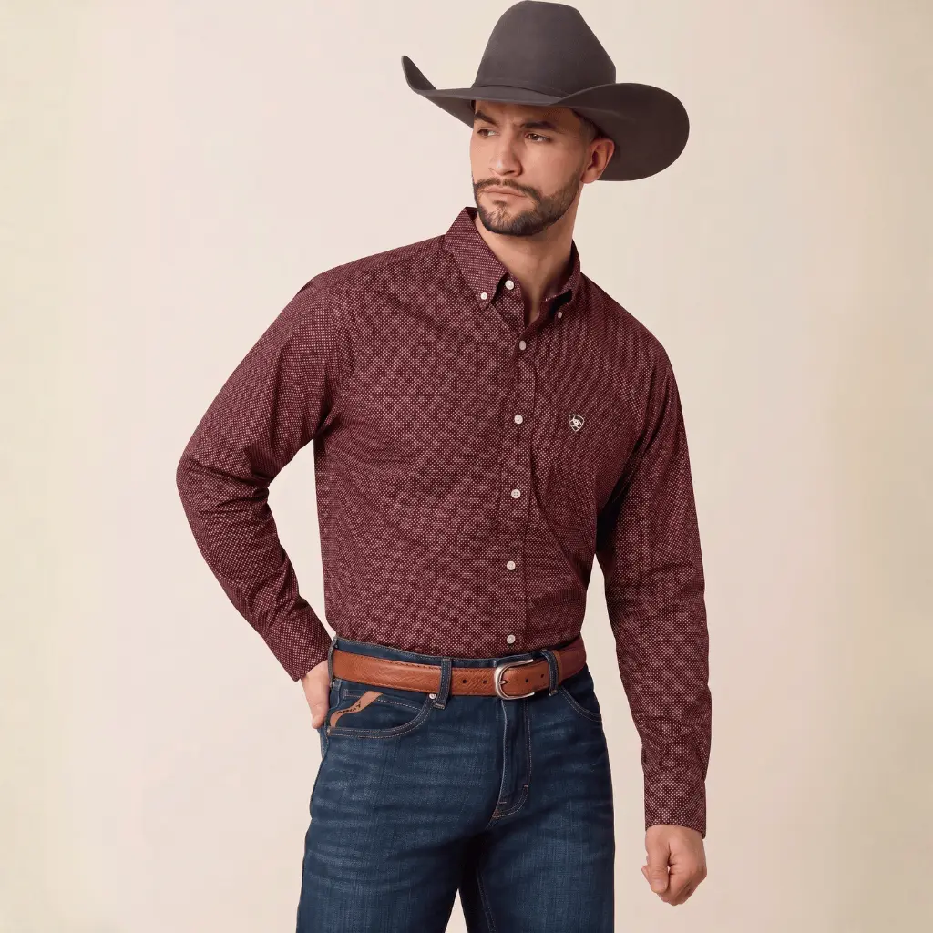 Camisa Ariat Wrenly Mahogany Dot Print