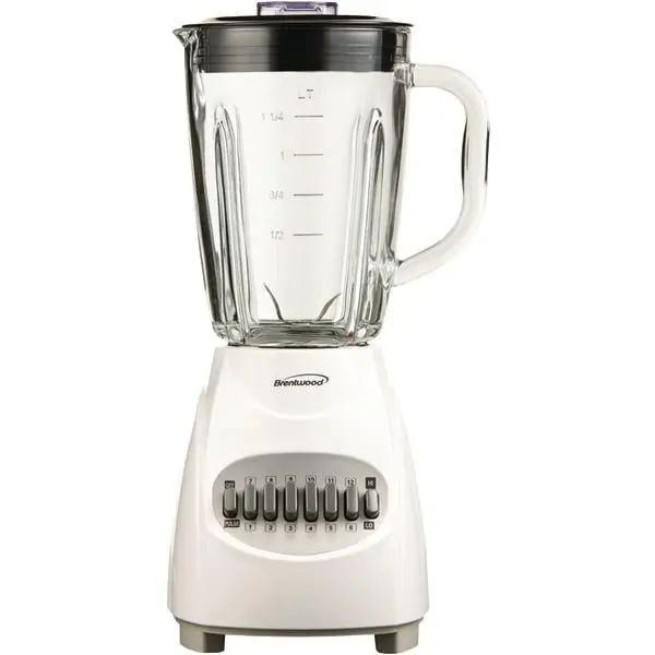Brentwood JB-920W 12-Speed Blender with 1.25L Glass Jar - White, Blenders for Kitchen