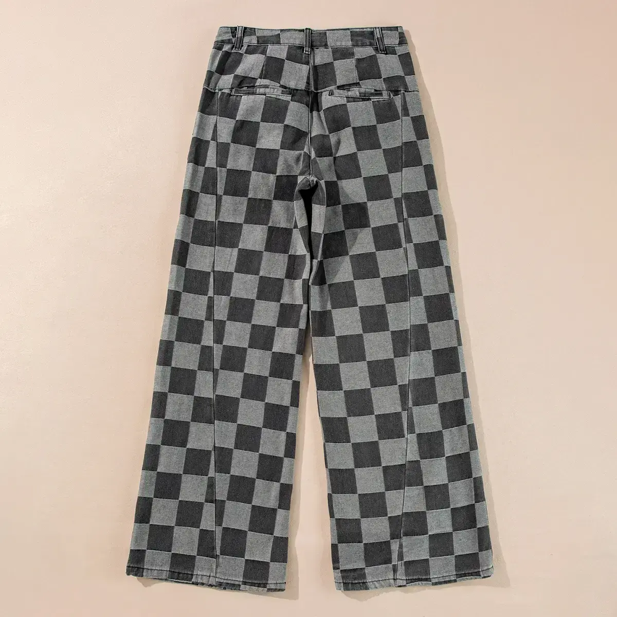 Women's Casual Checkered High Waist Jeans, Loose-Fitting Retro Style Wide Leg Cotton Blend Trousers Dark Grey Denim regular fit effortless wardrobe staple streetwear minimalist
