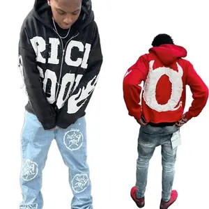 Men's Full Zip Hoodies Zip Hoodies Long Sleeve Drop Shoulder Sweatshirts Casual Pullovers Menswear