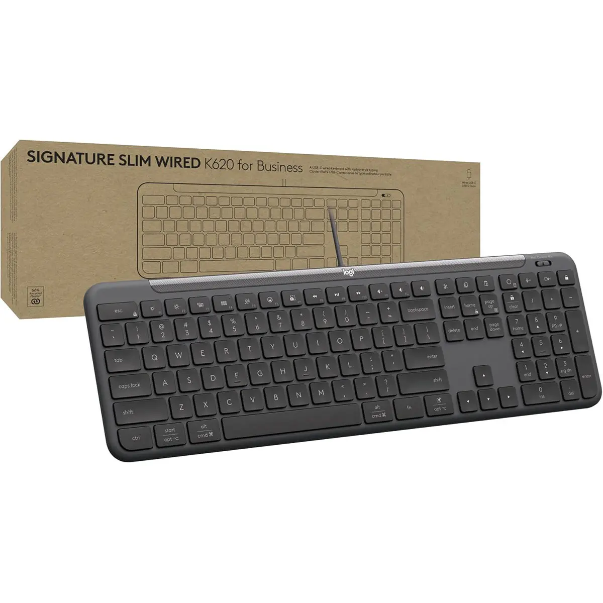 Logitech Signature Slim K620 Wired Business Keyboard - Graphite, AI Launch Key, Laptop-Style Design, Low Profile Keys, Multi-OS Support, Fluid Typing, Boosts Productivity