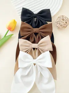 4pcs Large Bow Hair Clips, Soft Long Tail Butterfly Knots, Vintage Metal Silk Hairpins, Elegant Hair Accessories for Girls, Perfect Gift, Bowknot