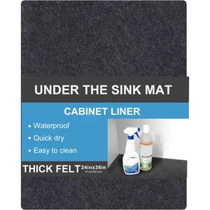 Under The Sink Mat,Cabinet Mat - Absorbent/ - Protects Cabinets,  Shelf Liner, Contains Liquids,Washable(24in x 36in)