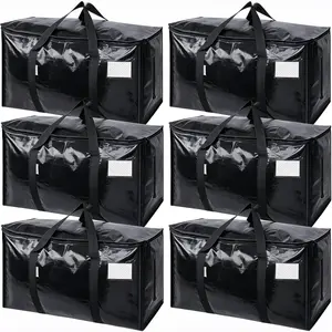 Large Heavy Duty Totes, Visible Labels & Wrap-Around Handles, Travel Organizer Bag, Bedding Organizer Storage, Durable Lightweight Organiser, Space-Saving Storage Organization (Back to School Moving Box Alternative)