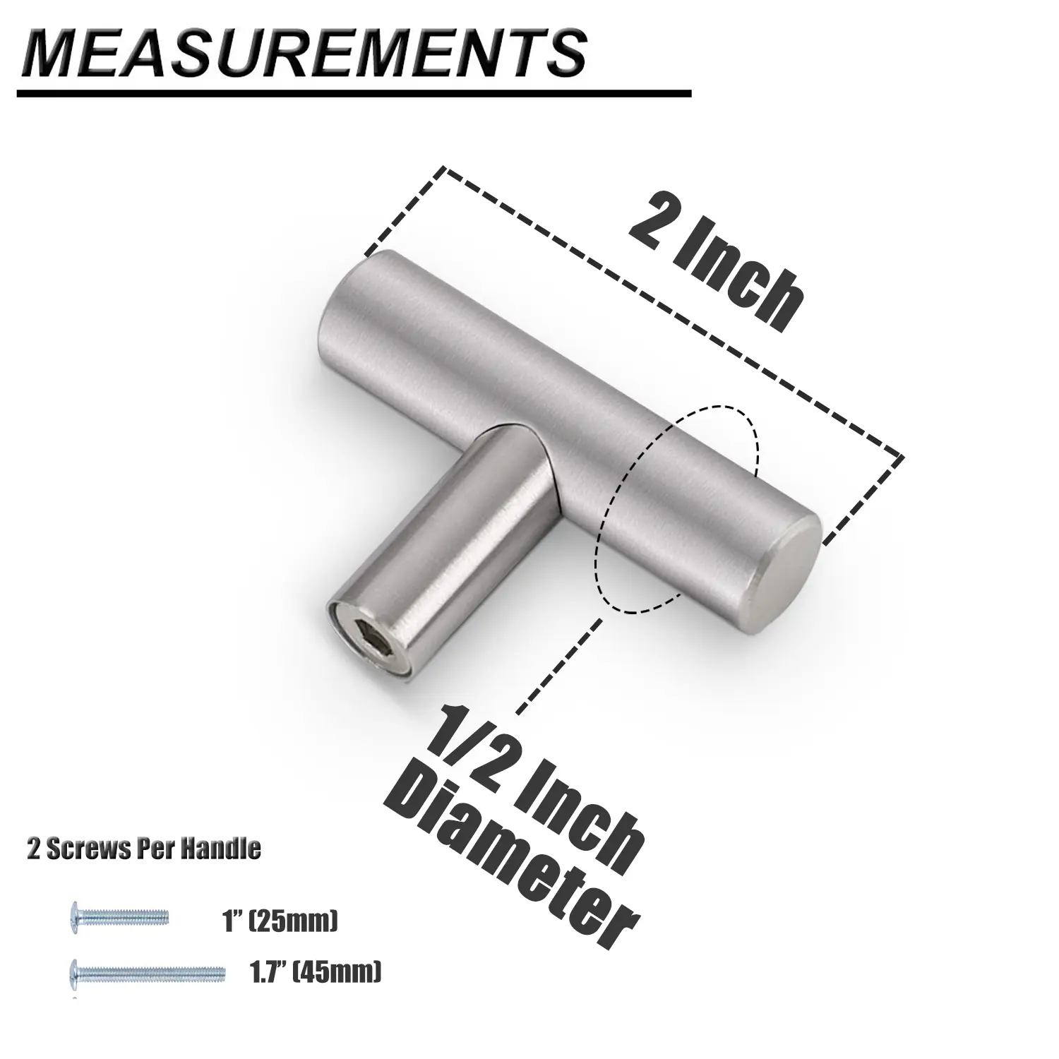 5 Pack Kitchen Cabinet Knobs, Stainless Steel Drawer Pulls Satin Nickel Dresser Knobs Furniture Hardware