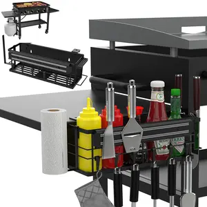 Griddle Caddy for Blackstone 36"/28"/22"/17" Griddles & Prep Cart, Space Saving Blackstone Griddle Accessories Organizer, BBQ Storage Box with Magnetic Tool Holder & Paper Towel Holder