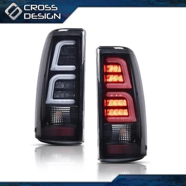 CROSSDESIGN Smoke LED Tube Tail Lights Brake Lamps - Truck Accessories, Compatible with 99-02 Chevy Silverado/GMC Sierra