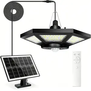 Solar Shed Light Indoor Outdoor Solar Pendant Light, 3 Modes, 180 LED, Motion Sensor, Remote Control, for Garage, Barn, Workshop