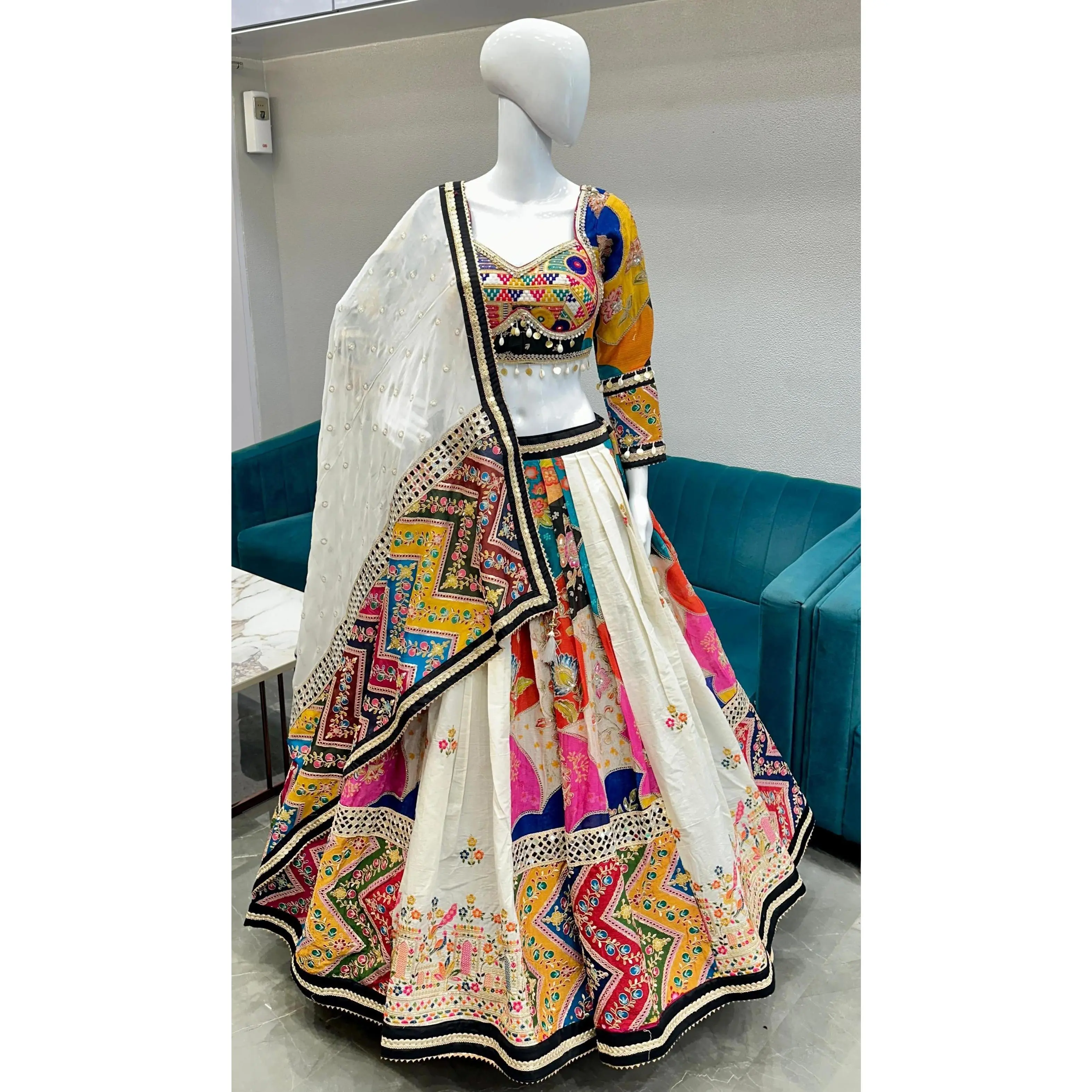 Designer Cotton Multicolor Choli with Position Print & Thread Work size 36-46