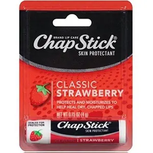 ChapStick Classic Strawberry Skin Protectant Lip Balm - 12 Pack, 0.15 oz Sticks, Daily Use Healing Moisturizer for Adults with Chapped Lips, Refreshing Flavor