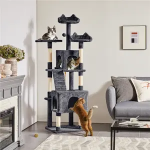 Costoffs 72″ H Multi-Level Cat Tree with Cozy Condos, Scratching Posts, Perch & Ladder, All-in-One Cat Tower for 3-4 Cats