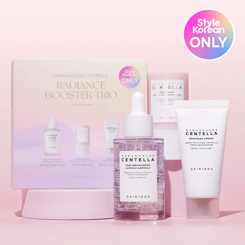 [Skin1004] Ampoule, Mask, Cream Set (Madagascar Centella Tone Brightening Capsule Ampoule 100ml + Madagascar Centella Poremizing Quick Clay Stick Mask + Madagascar Centella Soothing Cream 30ml)