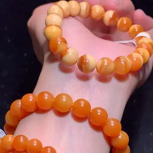 【Burma yellow jade】Burma Yellow Jade Juicy Orange Yellow Jade Beaded Bracelet Gift for Adults Natural Gemstone Jewelry