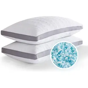 Cooling Pillows Standard Size Set of 2,Shredded Memory Foam Bed Pillows for Sleeping,Standard Pillows for Back & Side Sleepers,Adjustable Standard Size with Washable Cover